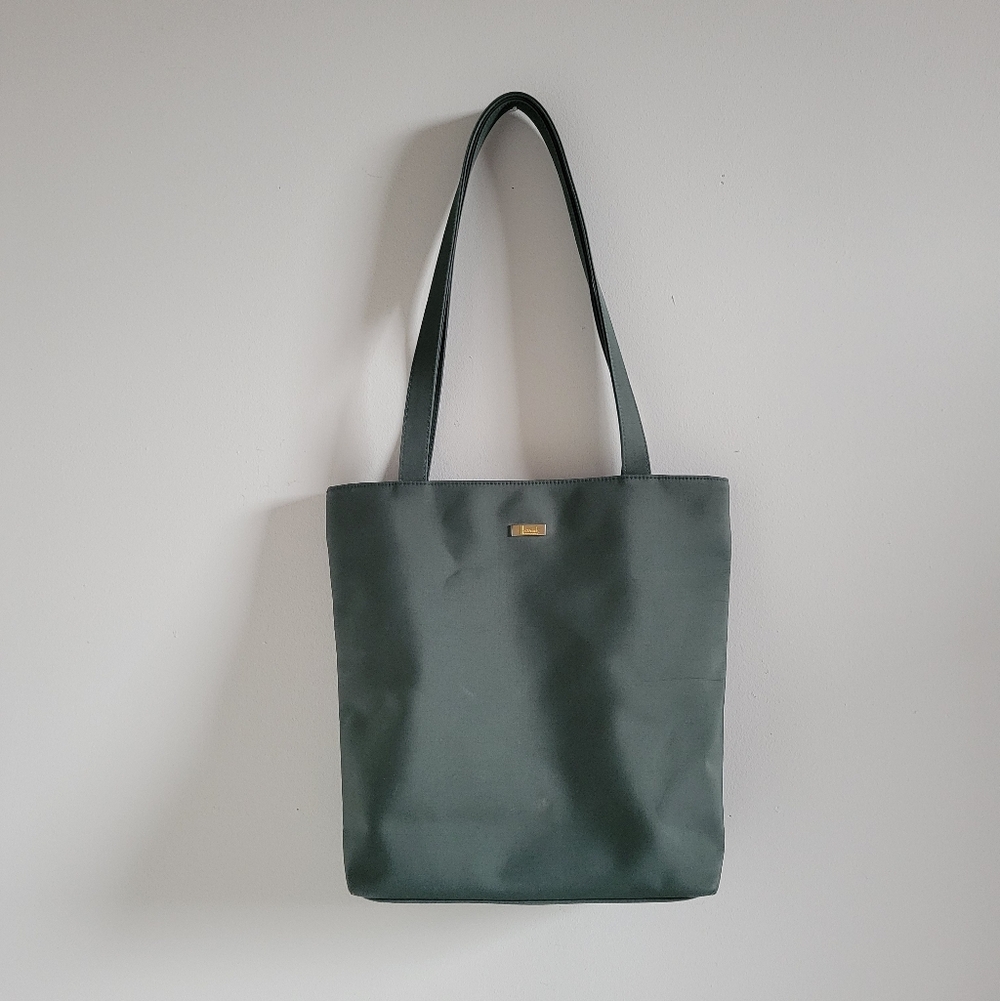 Vintage Harrods Knightbridge Emerald Green Polyester Tote Bag